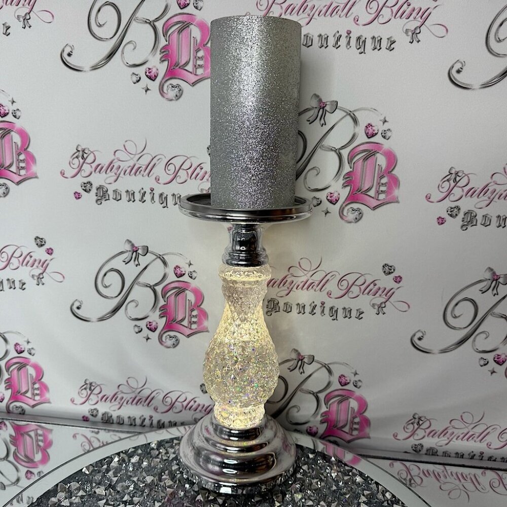 Bath and body works Silver Glitter Candle Holder light up glitter silver sparkly